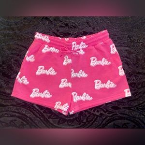 Barbie Logo Bright Pink Fleece Shorts with Pockets 🩷🤍🩷